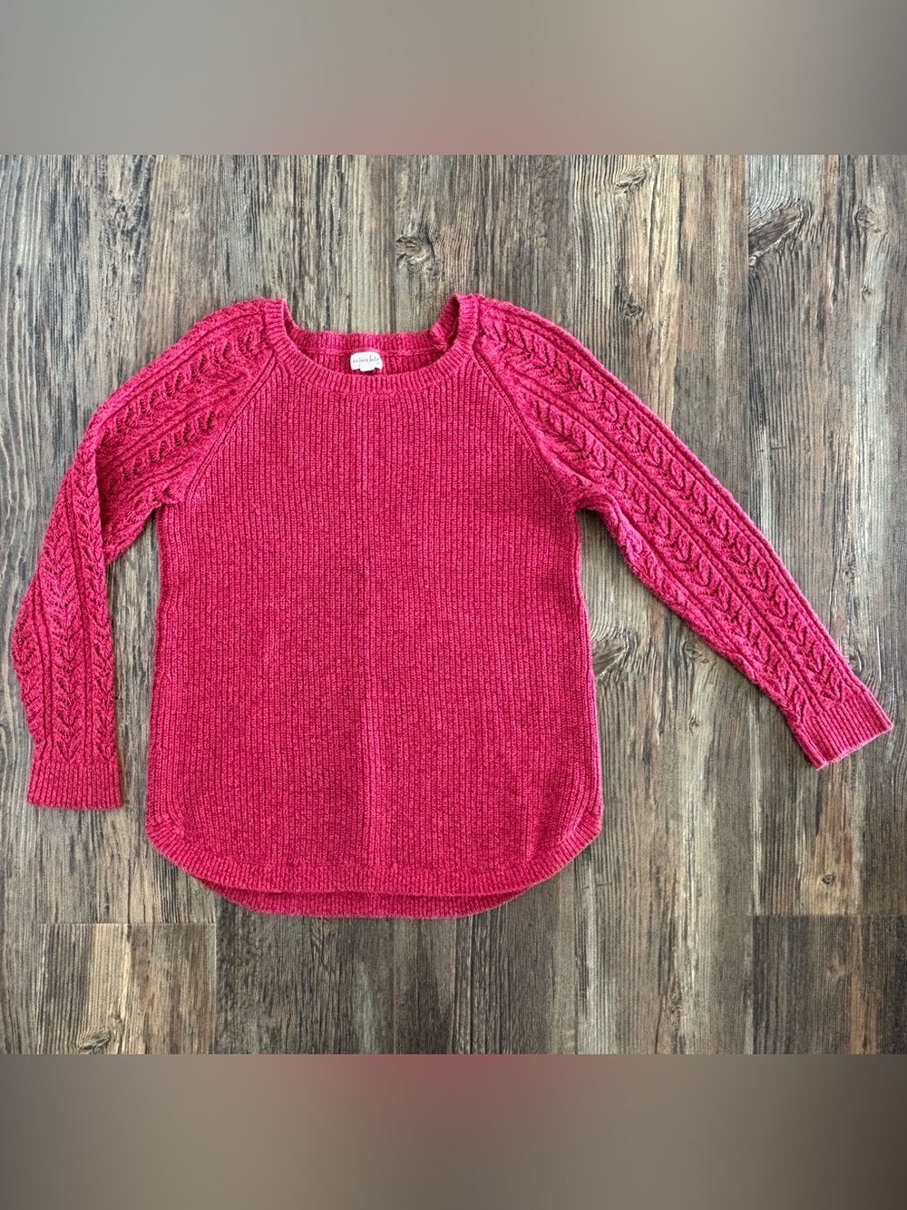 Maison Jules Knit Pullover Sweater Womens XL Soft Red Tight Knit Mesh Sleeves